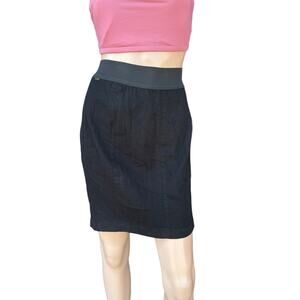 New Goldsign Women Black Knee Length Stretch Denim Pencil Skirt Size 27